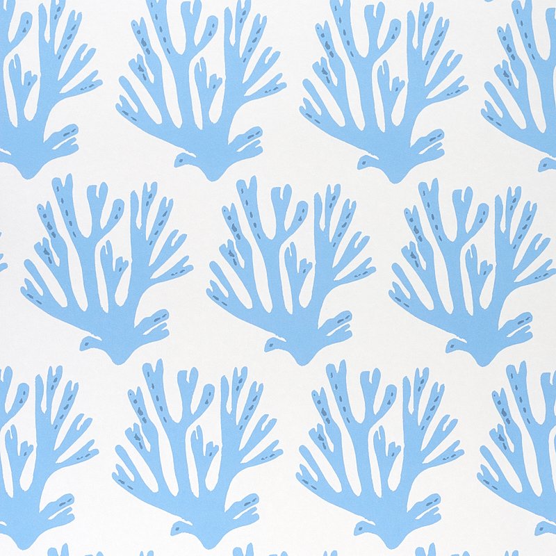 Coral BLUE Wallcovering by Schumacher Blue