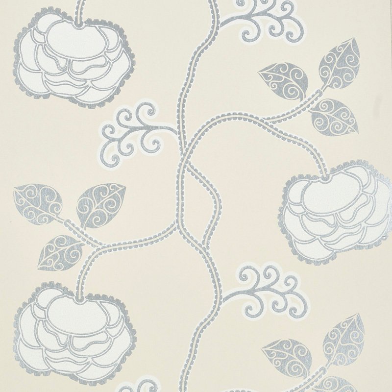 5011410.jpg QUEEN FRUIT SILVER WHITE Wallcovering by Schumacher Neisha Crosland Wallpaper SCH-5011410