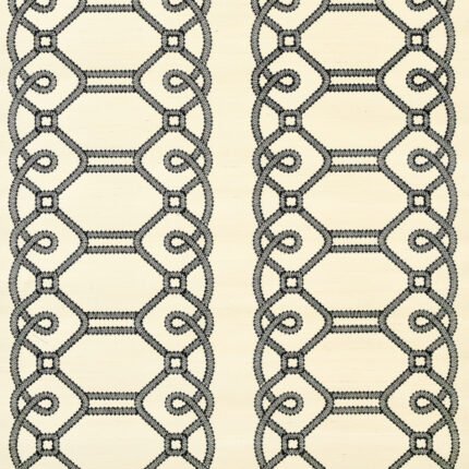 ZIZ EMBROIDERED SISAL BLACK Grasscloth Wallcovering by Schumacher