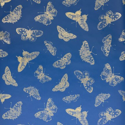 BURNELL BUTTERFLY BLUE Wallcovering by Schumacher Misterioso Wallpaper SCH-5011741