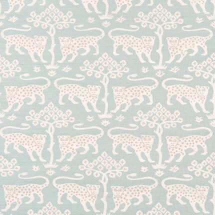 WOODLAND LEOPARD SISAL WATERBLUE Grasscloth Wallcovering by Schumacher