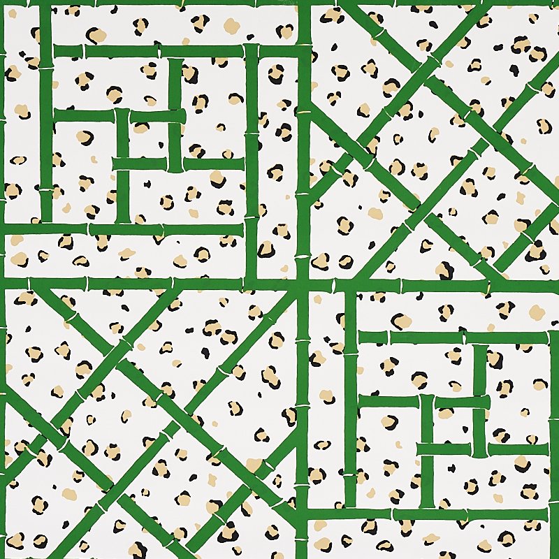 5012560.jpg FANCY BEAST SAFARI GREEN/IVORY Wallcovering by Schumacher - Image 1