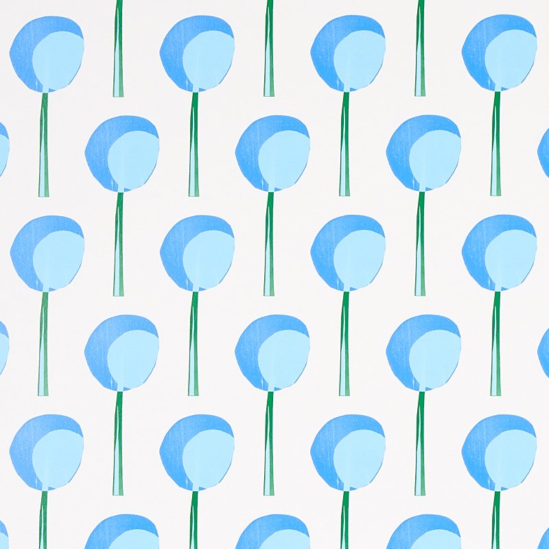 TOPIARY BLUEBELL Wallcovering by Schumacher Bluebell