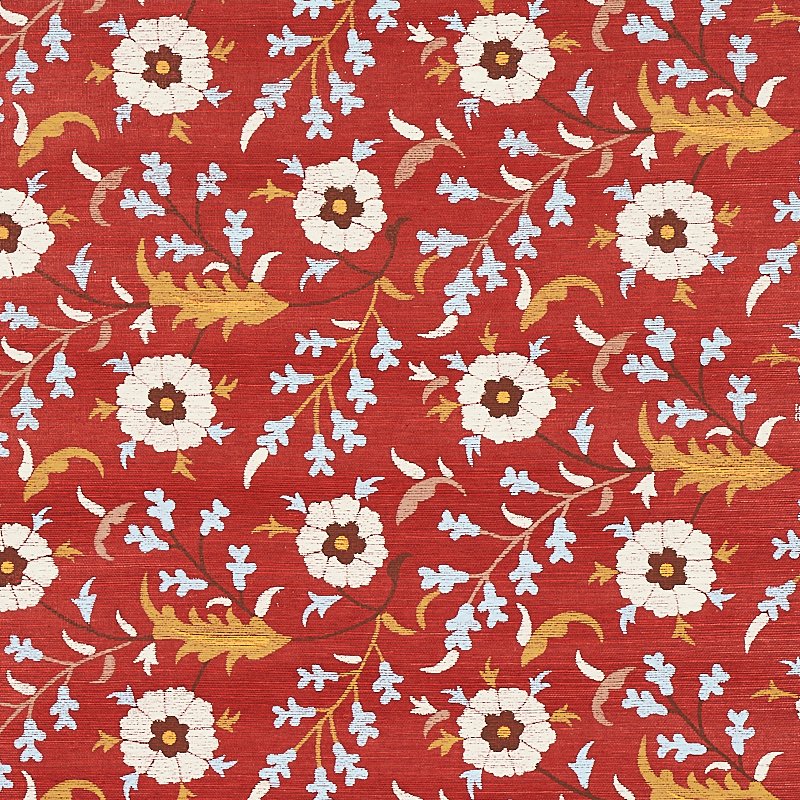 FLORALIA SISAL GARNET Grasscloth Wallcovering by Schumacher Garnet