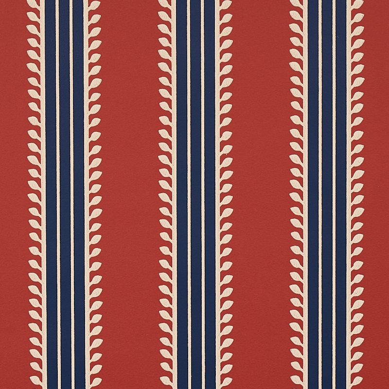 ETRUSCAN STRIPE RED & BLUE Wallcovering by Schumacher Red & Blue