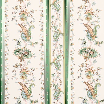 ELENA PAISLEY STRIPE GREEN Wallcovering by Schumacher