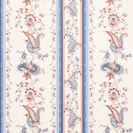 ELENA PAISLEY STRIPE BLUE Wallcovering by Schumacher