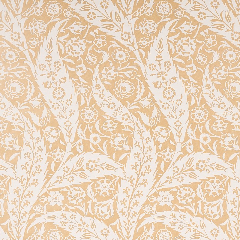 SAZ PAISLEY OCHRE Wallcovering by Schumacher Ochre