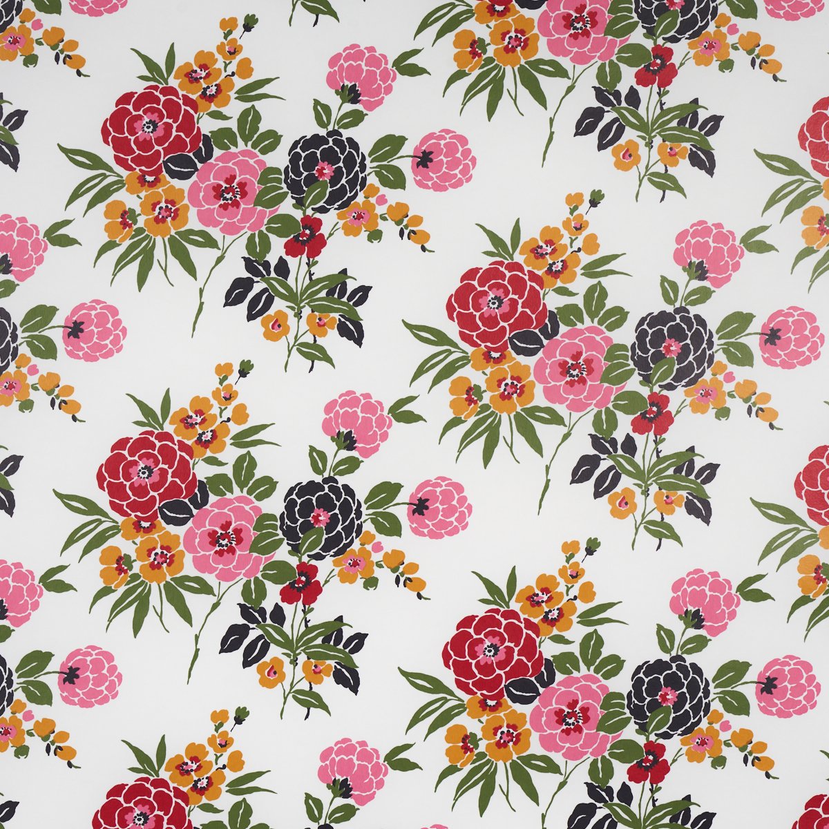 5013131.jpg VALENTINA FLORAL MULTI ON WHITE Wallcovering by Schumacher - Image 1