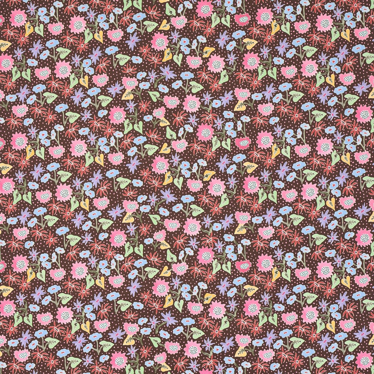CALICO MULTI ON BROWN Wallcovering by Schumacher Multi On Brown