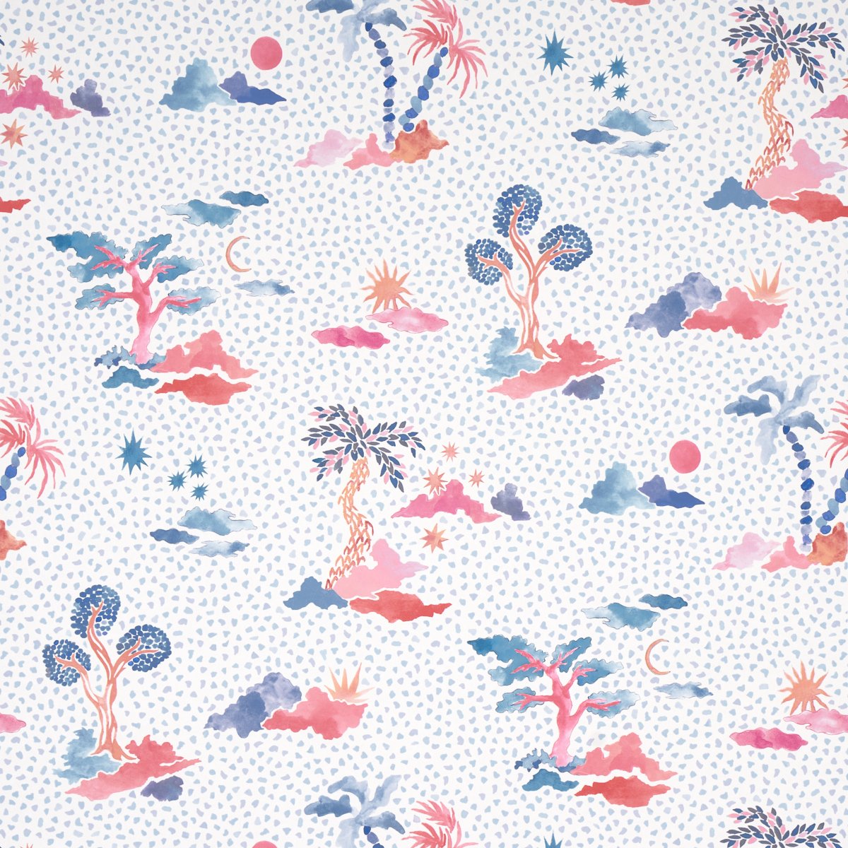 VALLETTA SKY AND PINK Wallcovering by Schumacher Sky And Pink