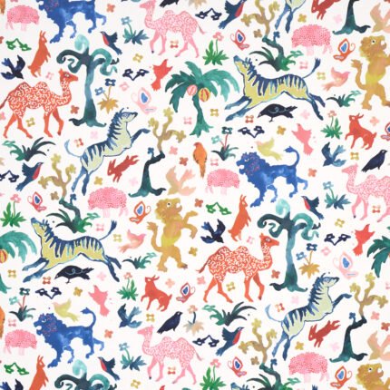 BEASTS MULTI ON IVORY Wallcovering by Schumacher
