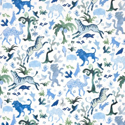 BEASTS BLUE AND GREEN Wallcovering by Schumacher