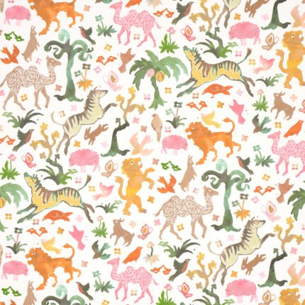 BEASTS PINK AND GOLD Wallcovering by Schumacher