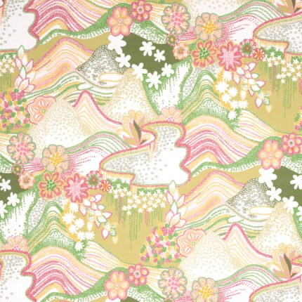 DAISY CHAIN GREEN AND PINK Wallcovering by Schumacher