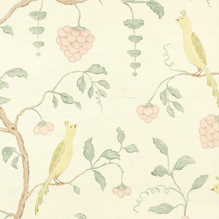 WISTERIA SISAL TEAL & SOFT PINK Grasscloth Wallcovering by Schumacher