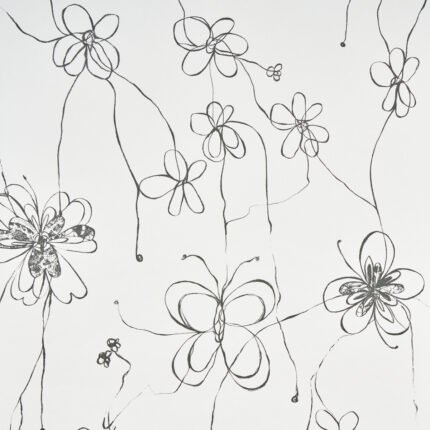 COME BACK AS A FLOWER SOFT BLACK Wallcovering by Schumacher Hera Ford Wallpaper SCH-5014090