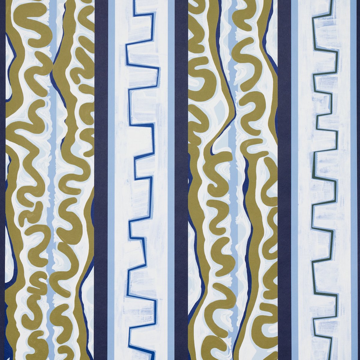 NIGHT AT THE OPERA DEEP BLUE & OLIVE Wallcovering by Schumacher Deep Blue & Olive