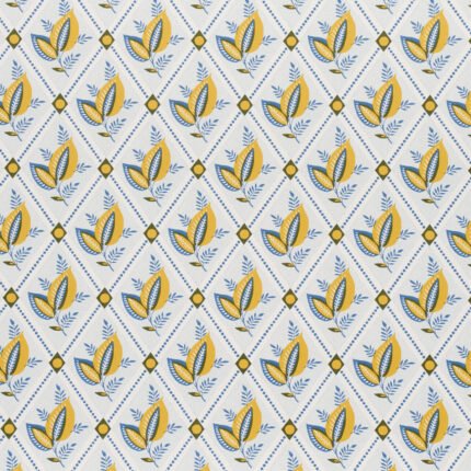 BASILE TRELLIS YELLOW & BLUE Wallcovering by Schumacher New Traditional: Provençal Wallpaper SCH-5014230