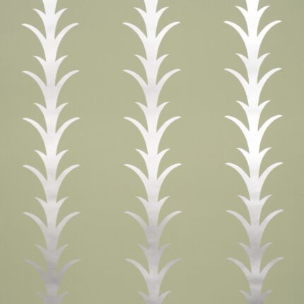 ACANTHUS STRIPE METALLIC ON SAGE Wallpaper by Schumacher
