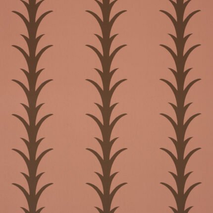 ACANTHUS STRIPE BROWN ON ROSEWOOD Wallpaper by Schumacher