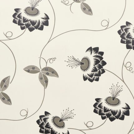 MERLIN BLACK & CREAM Wallpaper by Schumacher
