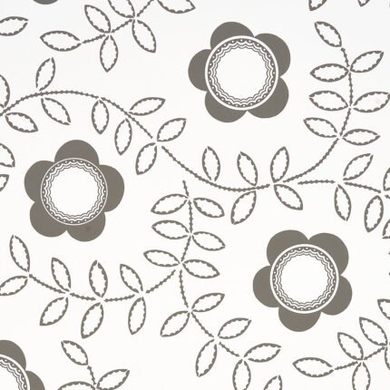 Tudor Rose CHARCOAL WHITE Wallpaper by Schumacher