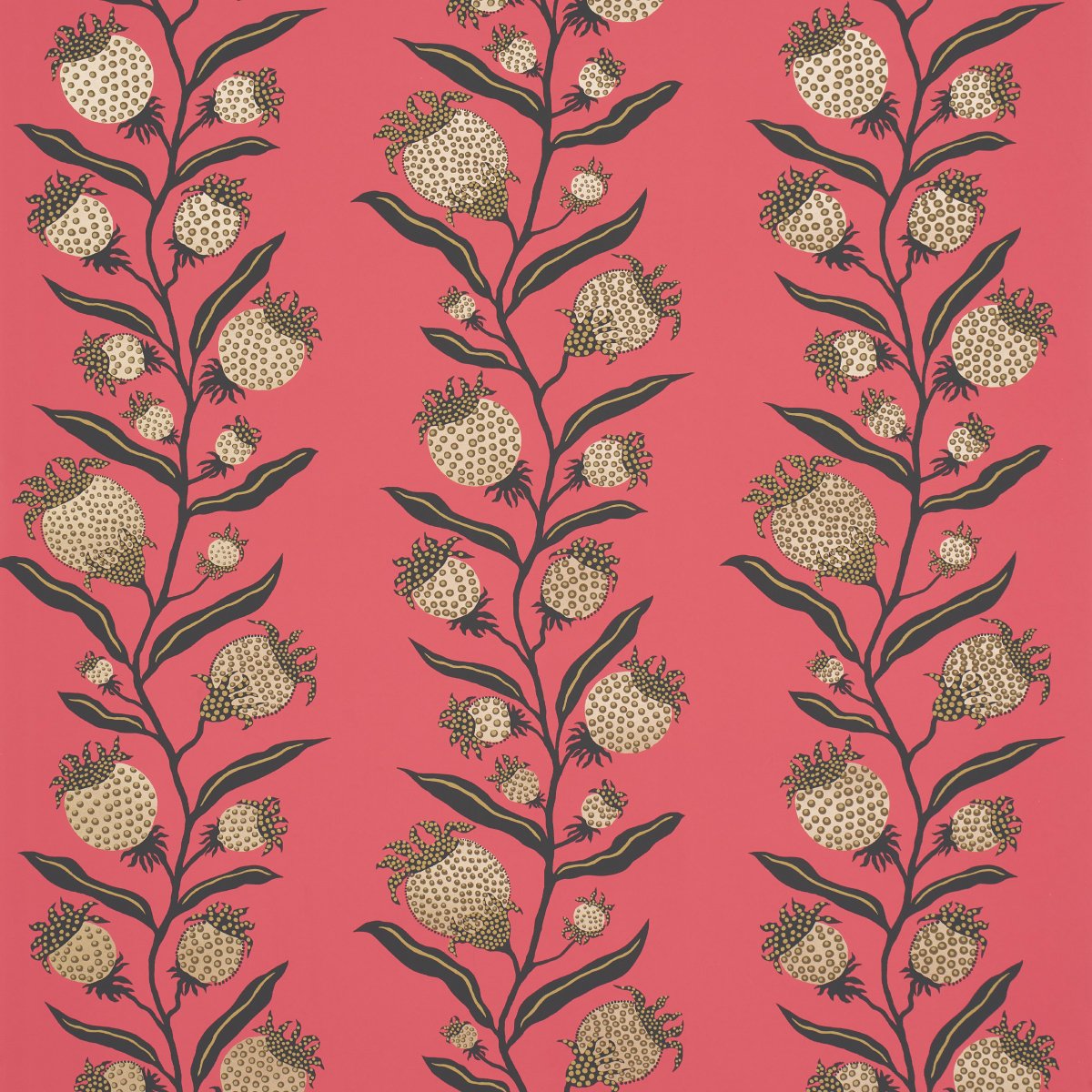 THISTLE VINE RED & GOLD Wallpaper by Schumacher Red & Gold