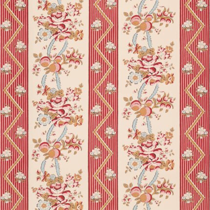 SYLVAIN FLORAL STRIPE ROUGE Wallpaper by Schumacher