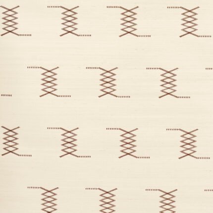 Kin Sisal Embroidery HAZEL ON IVORY Grasscloth Wallcovering by Schumacher Mesa Wallpaper SCH-5015780