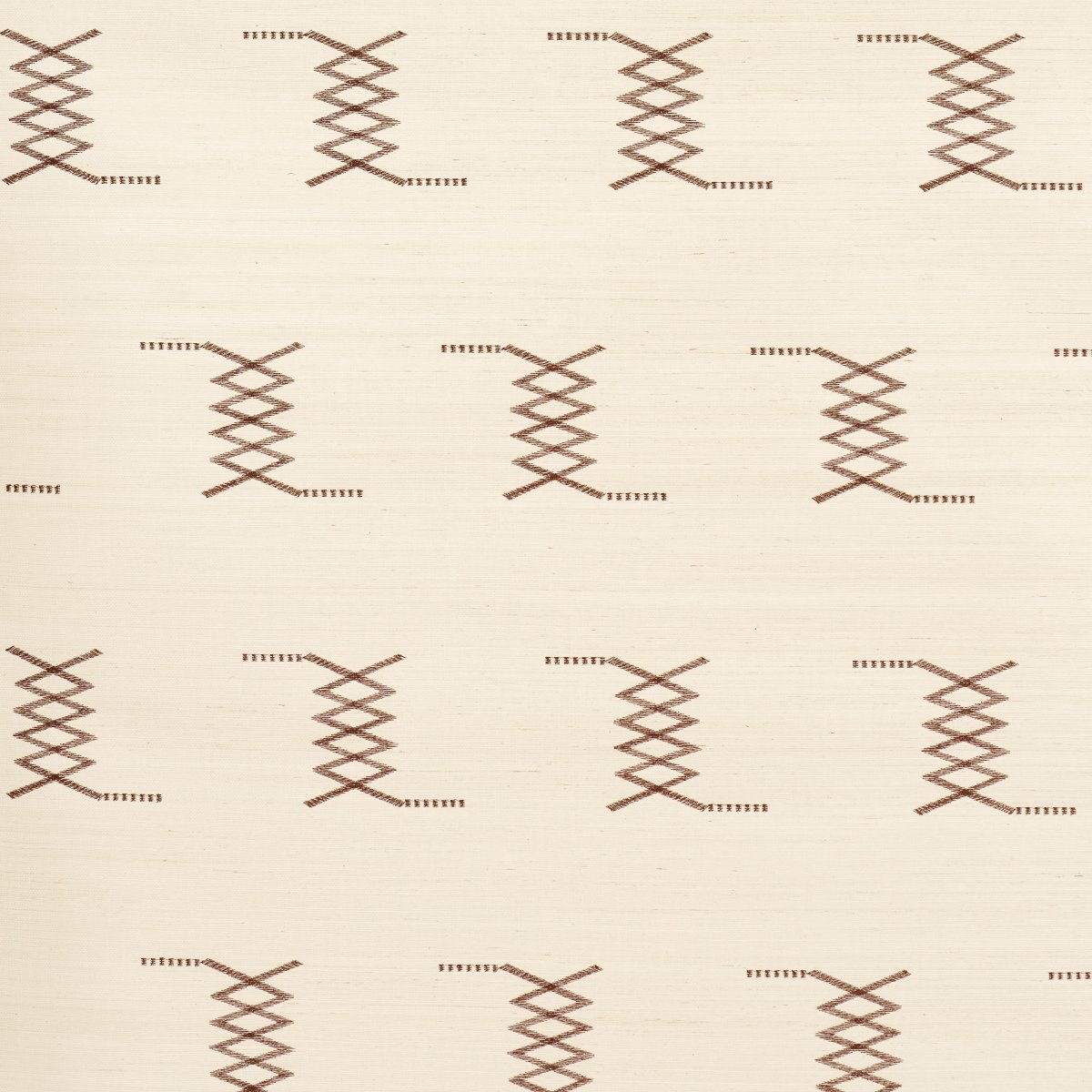 Kin Sisal Embroidery HAZEL ON IVORY Grasscloth Wallcovering by Schumacher Hazel On Ivory