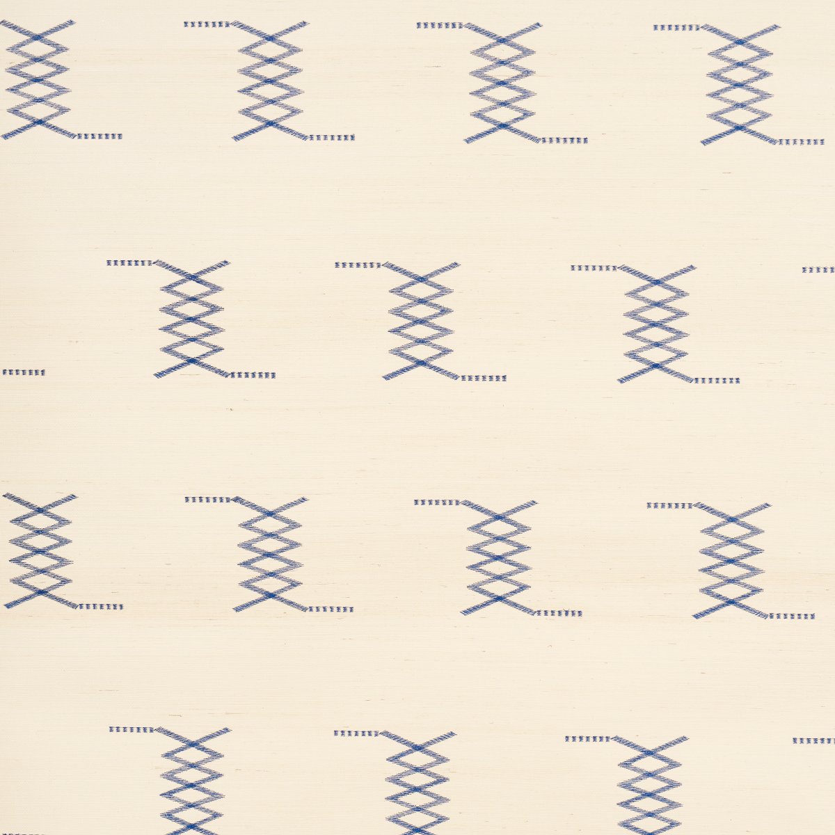 Kin Sisal Embroidery INK ON IVORY Grasscloth Wallcovering by Schumacher Ink On Ivory