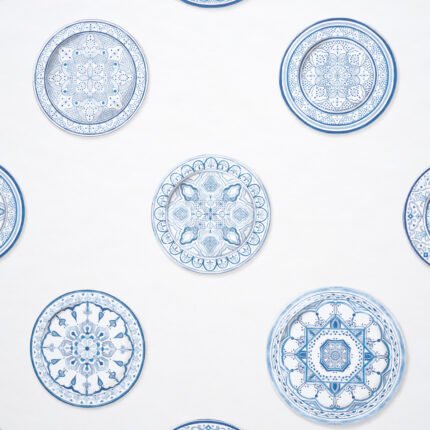 Montecito Porcelain INDIGO Wallcovering by Schumacher