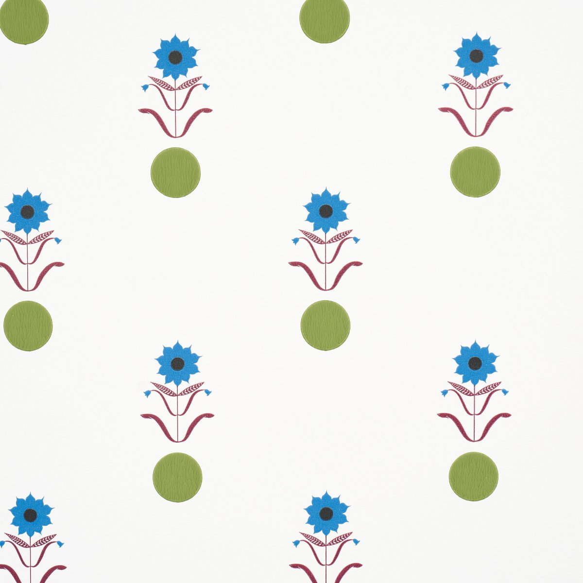 5015882.jpg FORGET ME DOTS BLUE & PLUM Wallpaper by Schumacher - Image 1