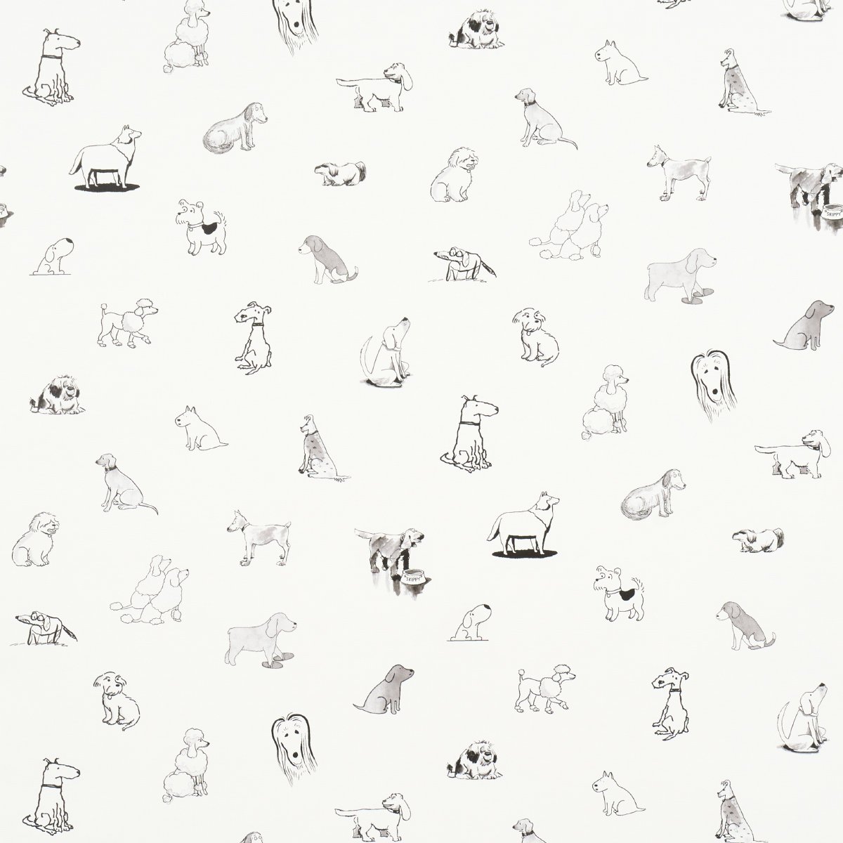 5016130.jpg Good Dogs Everywhere BLACK & WHITE Wallcovering by Schumacher The New Yorker Wallpaper SCH-5016130