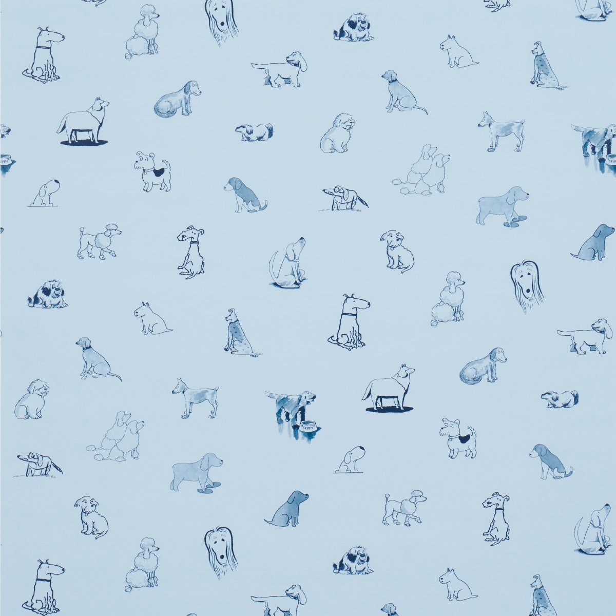 Good Dogs Everywhere SKY & NAVY BLUE Wallcovering by Schumacher Sky & Navy Blue