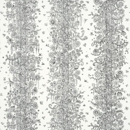 Edward Steed's Towers Of Flowers BLACK & WHITE Wallcovering by Schumacher