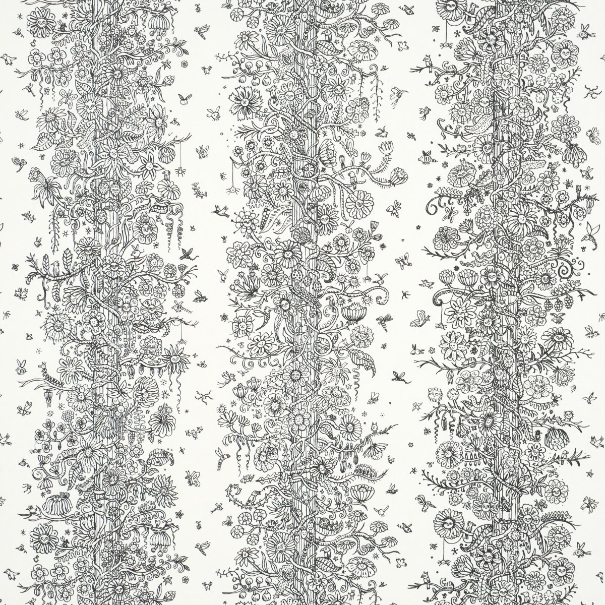 5016141.jpg Edward Steed's Towers Of Flowers BLACK & WHITE Wallcovering by Schumacher - Image 1