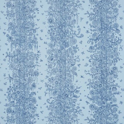 Edward Steed's Towers Of Flowers SKY BLUE & NAVY Wallcovering by Schumacher