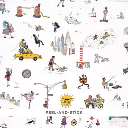 Joana Avillez's Street Scenes MULTICOLOR ON WHITE Wallcovering by Schumacher