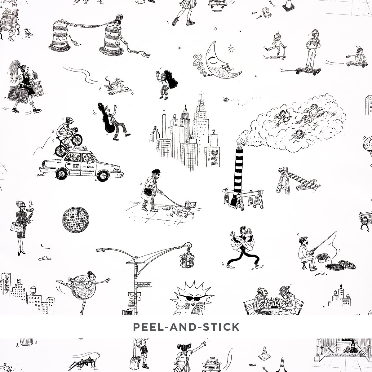5016171.jpg Joana Avillez's Street Scenes BLACK & WHITE Wallcovering by Schumacher The New Yorker Wallpaper SCH-5016171