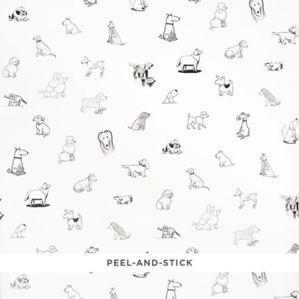 Good Dogs Everywhere BLACK & WHITE Wallcovering by Schumacher