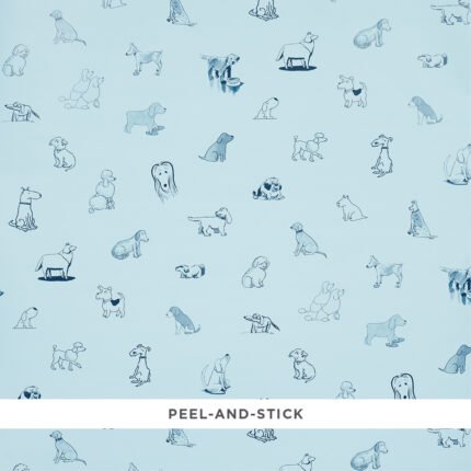 Good Dogs Everywhere SKY & NAVY BLUE Wallcovering by Schumacher