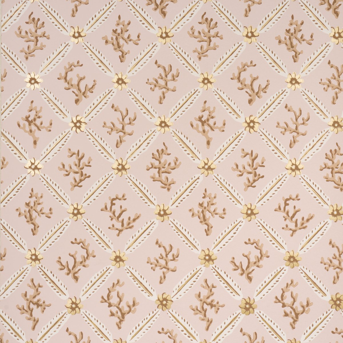5016642.jpg Corail Leaf Trellis BLUSH Wallpaper by Schumacher - Image 1