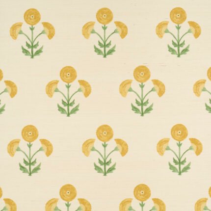 Saranda Flower Sisal MARIGOLD Grasscloth Wallcovering by Schumacher
