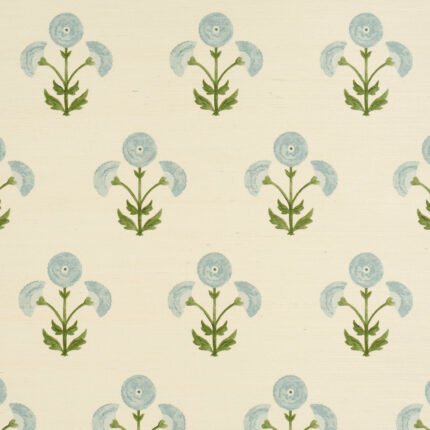 Saranda Flower Sisal SKY Grasscloth Wallcovering by Schumacher