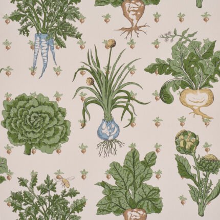 Green Grocer PARCHMENT Wallpaper by Schumacher