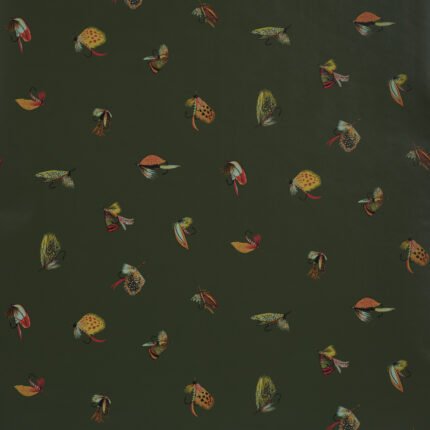 Fly Fishing FOREST GREEN Wallcovering by Schumacher