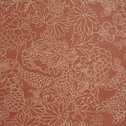 CHIANG MAI DRAGON SILHOUETTE RAFFIA TERRACOTTA Grasscloth Wallcovering by Schumacher Atelier Paris Wallpaper SCH-5017620