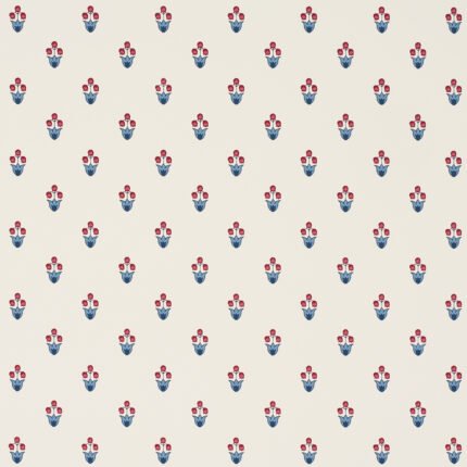 MOIRA HAND PRINT BLUE & RED Wallcovering by Schumacher